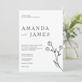 ホワイト ミニマル エレガント フラワー ウェディング 招待状 (スタンド正面)