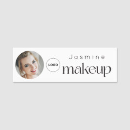 ホワイト ミニマル ビューティー プロフェッショナル MUA フォト QR 名札
