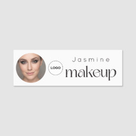 ホワイト ミニマル ビューティー プロフェッショナル MUA フォトQR 名札