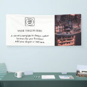 ホワイト ミニマル ロゴ | 現代のカスタム ブランディング 横断幕 (トレードショー)