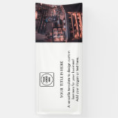 ホワイト ミニマル ロゴ | 現代のカスタム ブランディング 横断幕 (縦)