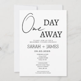 ホワイト ミニマル ワンデイ アウェー リハーサル ディナー 招待状