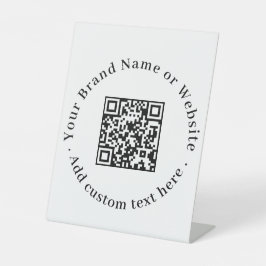 ホワイト ミニマル QR コード | クリーンなカスタム ブランディング 台座サイン