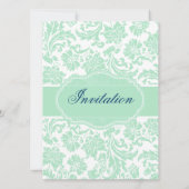 ホワイト&ミントグリーンフローラダムブライダルシャワー招待状 招待状 (裏面)