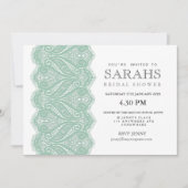 ホワイト&ミントフィリグラーレースブライダルシャワー招待状 招待状 (正面)