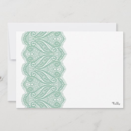 ホワイト&ミントフィリグラーレースブライダルシャワー招待状 招待状 (裏面)