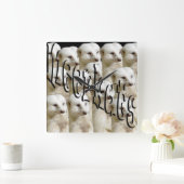 ホワイト・ミールカット軍 スクエア壁時計 (ホーム)