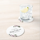 ホワイト ムーディー アネモネ & パープル フラワーブライダルシャワー ラウンドペーパーコースター (インサイチュ)