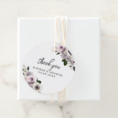 ホワイト ムーディー アネモネ & パープル フラワーブライダル シャワー フェイバータグ (インサイチュ)