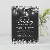 ホワイト メイソンジャー ライト 雪の結晶 クリスマス パーティー 招待状 (スタンド正面)