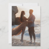 ホワイト・メリークリスマスエレガントの豪華な写真 シーズンカード (正面)