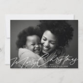 ホワイト・メリークリスマスエレガントの豪華な写真 シーズンカード (正面)