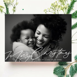 ホワイト・メリークリスマスエレガントの豪華な写真 シーズンカード