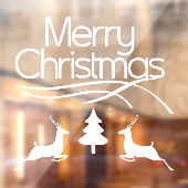 ホワイト・メリークリスマス、鹿と木の休日 ウィンドウサイン (シート2)