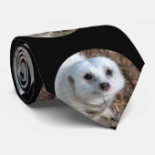 ホワイト・メルカット、メンズ・ブラック・シルキーのネクタイ。 ネクタイ (ロール)