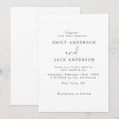 ホワイト モダン エレガンス シック ウェディング インビテーション (正面/裏面)