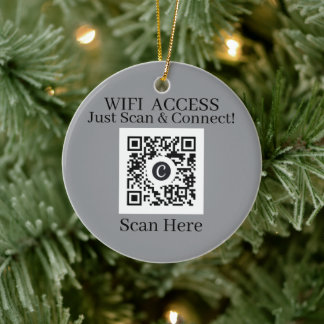 ホワイト モダン WiFi QRコード アクセス クリスマス セラミックオーナメント