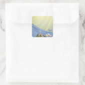 ホワイト（ユダヤ教）メノラー金ゴールドコイン&ドレディデルスハッピーハヌカー スクエアシール (バッグ)