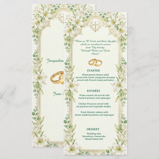 ホワイト・ユリの結婚披露宴 メニュー (正面/裏面)