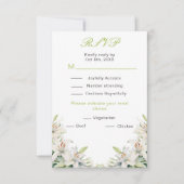 ホワイト・ユリの花の結婚式 出欠カード (正面)