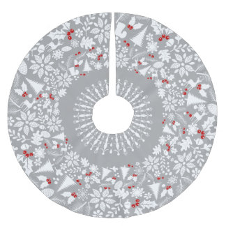 ホワイト&ライトグレージオメトリッククリスマスリース ブラッシュドポリエステルツリースカート