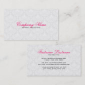 ホワイト&ライトグレーヴィンテージフローラダマスパターン 名刺 (正面/裏面)