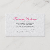 ホワイト&ライトグレーヴィンテージフローラダマスパターン 名刺 (裏面)