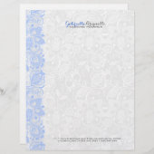 ホワイト&ライトブルーヴィンテージフローラレース レターヘッド (正面/裏面)