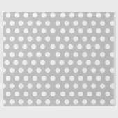 ホワイト&ライト2グレーミディアム水玉模様結婚ズ ラッピングペーパー (フラット)