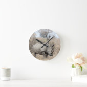 ホワイト·ライノ ラウンド壁時計 (ホーム)