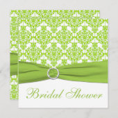 ホワイト·ライム·ダマスク·ブライダル·シャワー·インビテーション 招待状 (正面/裏面)