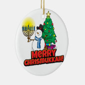 ホワイト·ラウンド·クメリーリスムカ·ウィズ·雪だるま セラミックオーナメント (右)