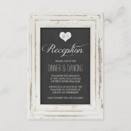 ホワイト ラスティック フレーム チョーク ウェディング レセプション エンクロージャーカード