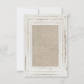 ホワイト ラスティック フレーム & バーラップ ウェディング ケリー カスタム 出欠カード (裏面)