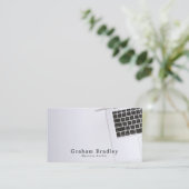 ホワイト・ラップトップ、ライター 名刺 (スタンド正面)