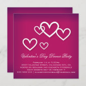 ホワイト·ラブ·ハートオン·ダーク·ピンク·バレンタイン·パーティー 招待状 (正面/裏面)