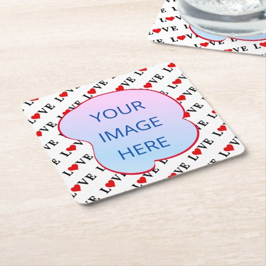 ホワイト・ラブ・ミニマリスト スクエアペーパーコースター (アングル)