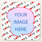 ホワイト・ラブ・ミニマリスト スクエアペーパーコースター (正面)