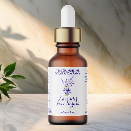 ホワイト ラベンダー ドロッパー ボトル ラベル 2.375 x 1.25