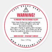 ホワイト/レッドキャンドル製品警告のラベルシール ラウンドシール (正面)