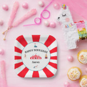 ホワイト&レッドサーカスカーニバル ペーパープレート (パーティー)