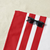 ホワイト&レッドストライプのトレンディーかわいいサマーピクニック ビーチタオル (インサイチュ)