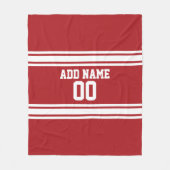 ホワイト&レッドスポーツジャージー名前をカスタムする番号 フリースブランケット (正面)