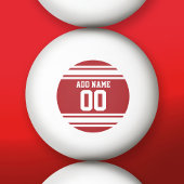 ホワイト&レッドスポーツジャージー名前をカスタムする番号 卓球ボール