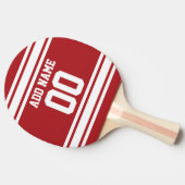 ホワイト&レッドスポーツジャージー名前をカスタムする番号 卓球ラケット (横)