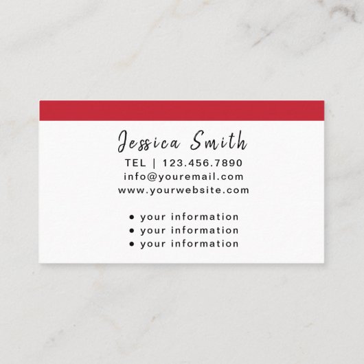 ホワイト&レッドプロフェッショナルホーム救済ケアバー 名刺 (裏面)