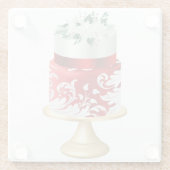 ホワイト&レッドホリデークリスマスケーキ ガラスコースター (裏面)