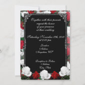 ホワイト&レッドロー結婚ズフォト招待状5x7 招待状 (裏面)