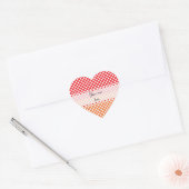 ホワイト、レッド、オレンジ水玉模様 ハートシール (封筒)