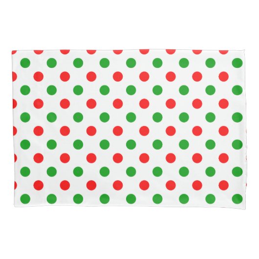 ホワイト レッド グリーン 水玉 デザイン 枕カバー (正面)